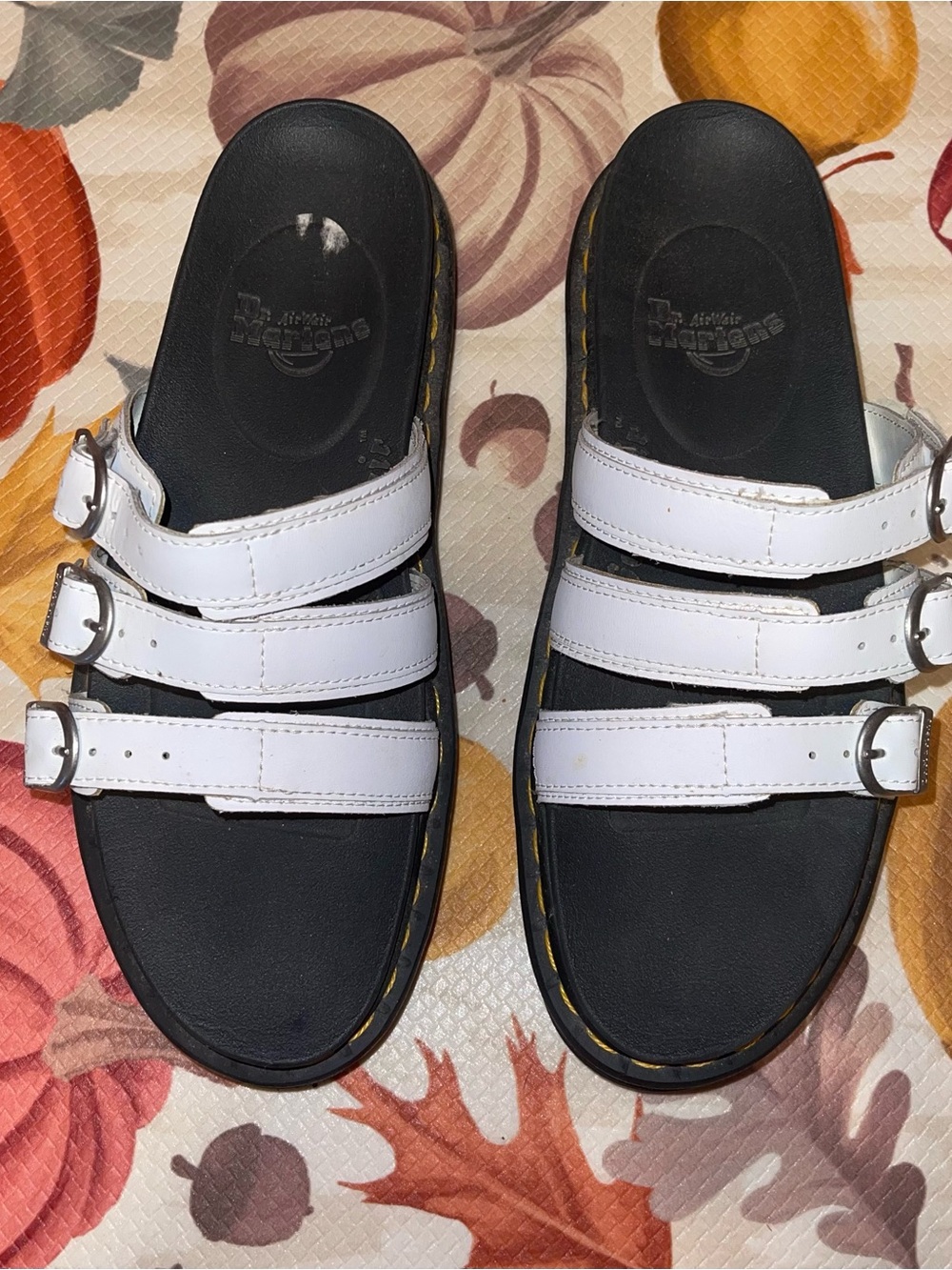Dr. Martens women’s White Triple-Strap Slide Sandals